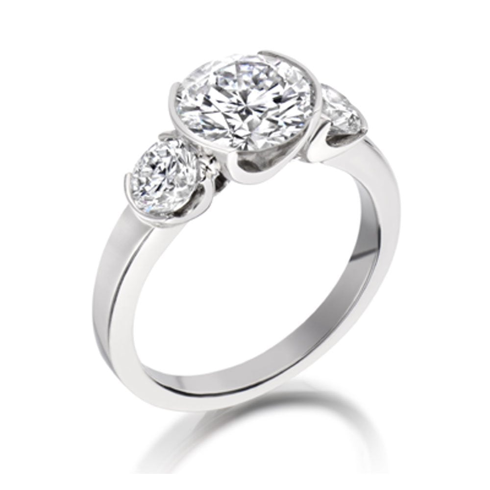 Platinum 3 Stone Brilliant Cut Diamond Engagement Ring Design no. 1X51A
