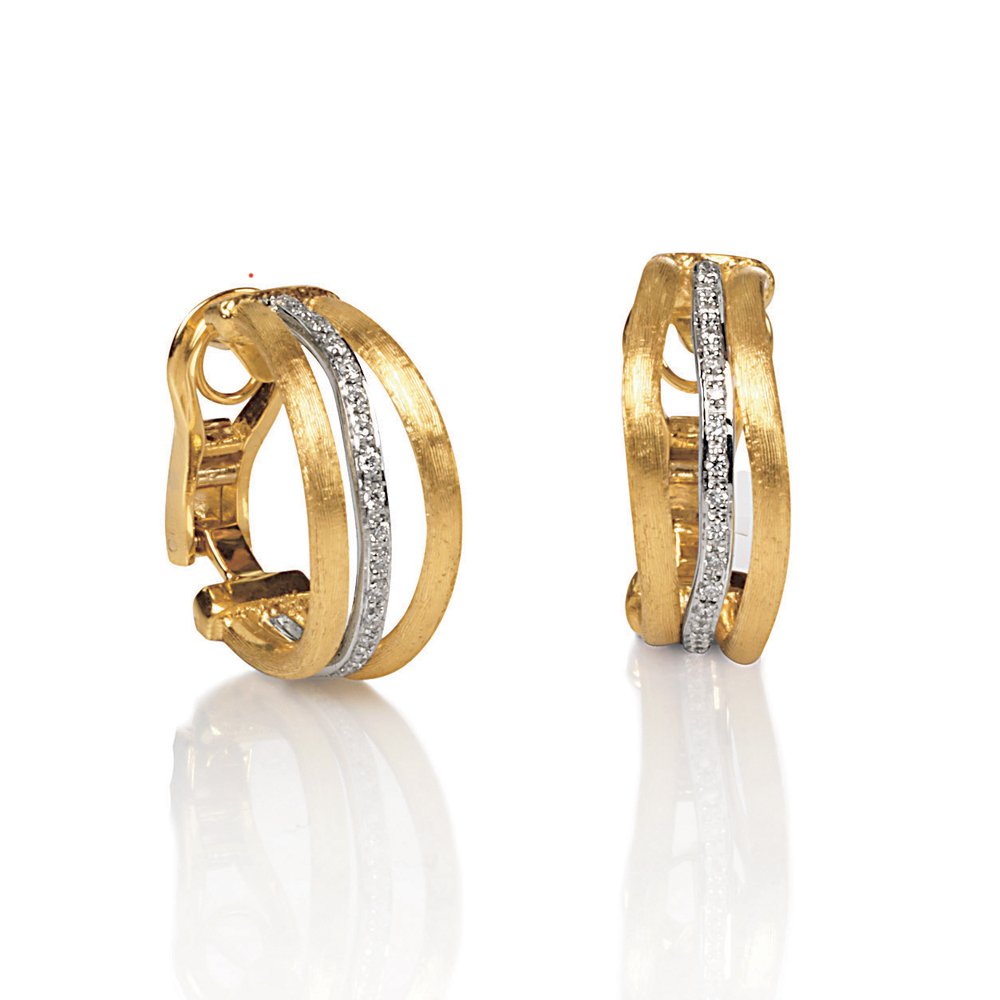 18ct Yellow and White Gold Diamond Jaipur Links Hoop Earrings