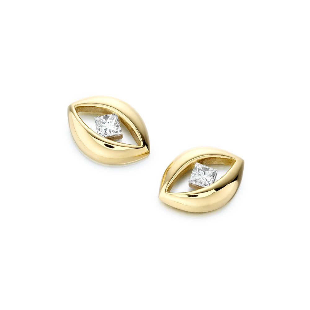18ct Yellow Gold Diamond Set Stud Earrings