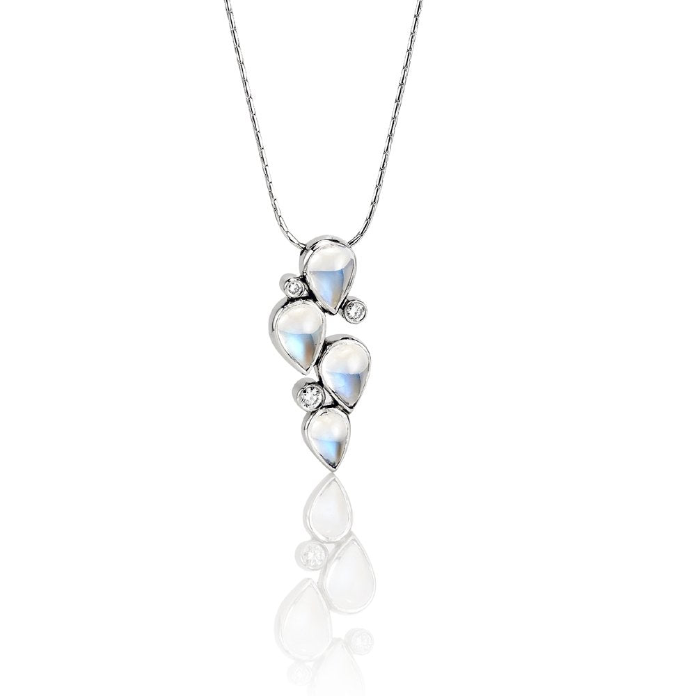 18ct White Gold Moonstone & Diamond Pendant. Design No. 1U59A