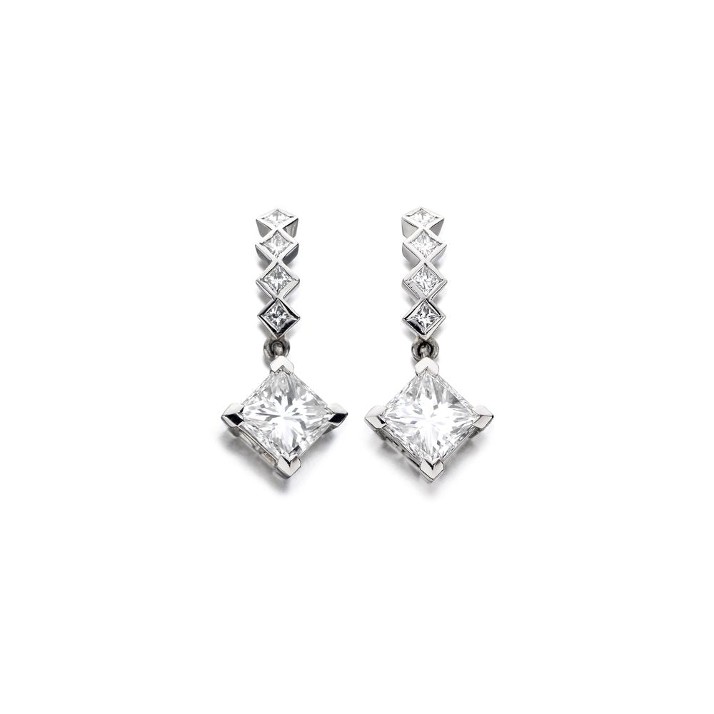 Princess cut diamond drop earrings