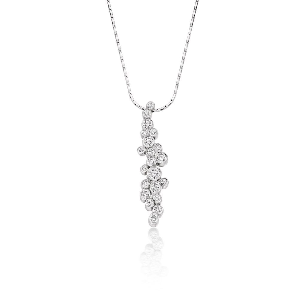 18ct White Gold Rubover Set Brilliant Cut Diamond Pendant