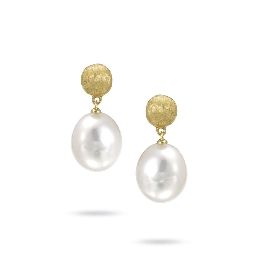 18ct Yellow Gold Cultured Pearl Africa Earrings