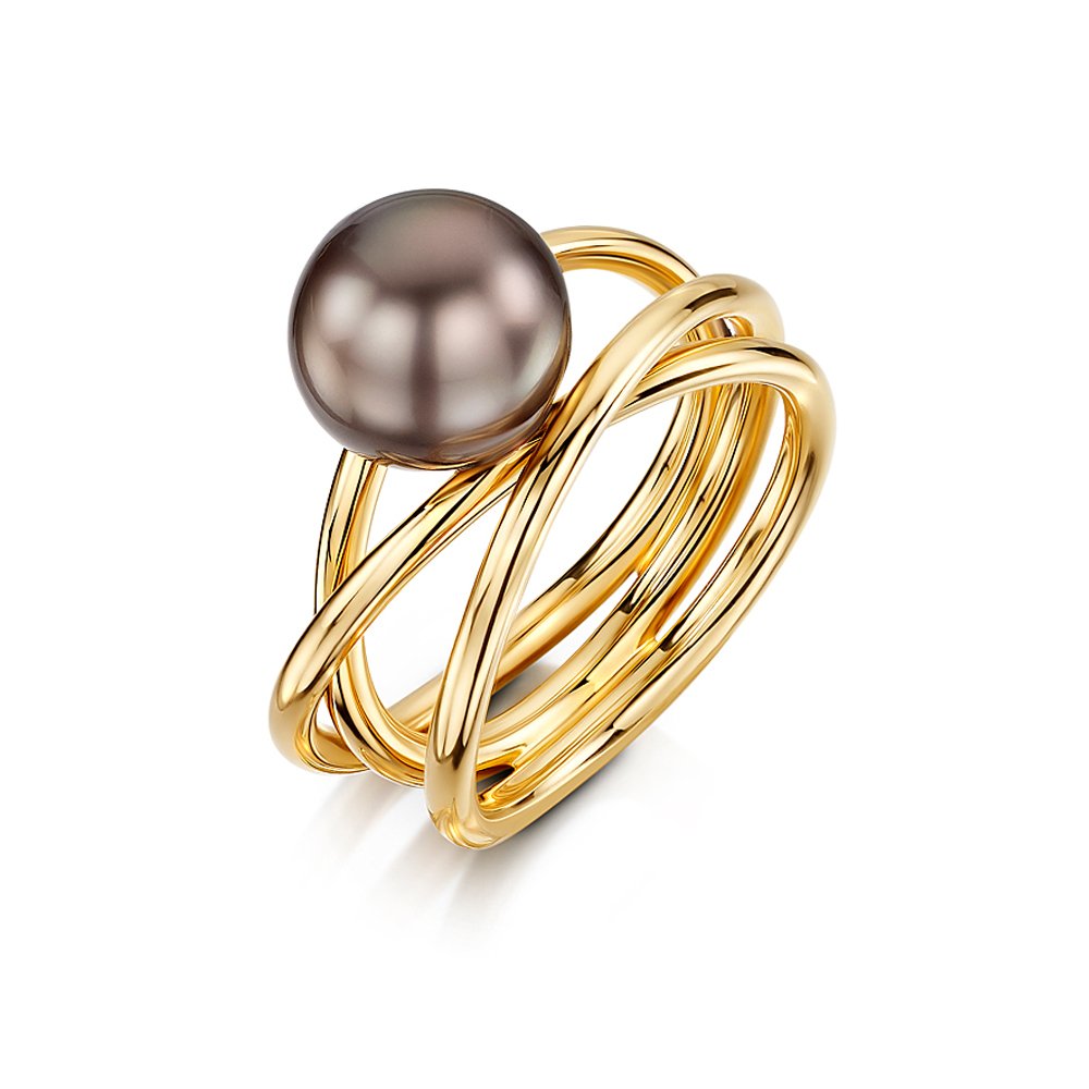18ct Rose Gold Black South Sea Tahitian Pearl Ring