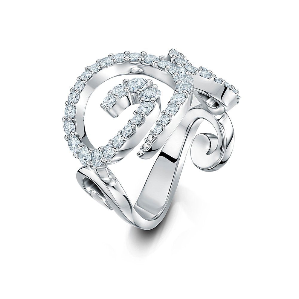 18ct White Gold Multi Diamond Swirl Ring