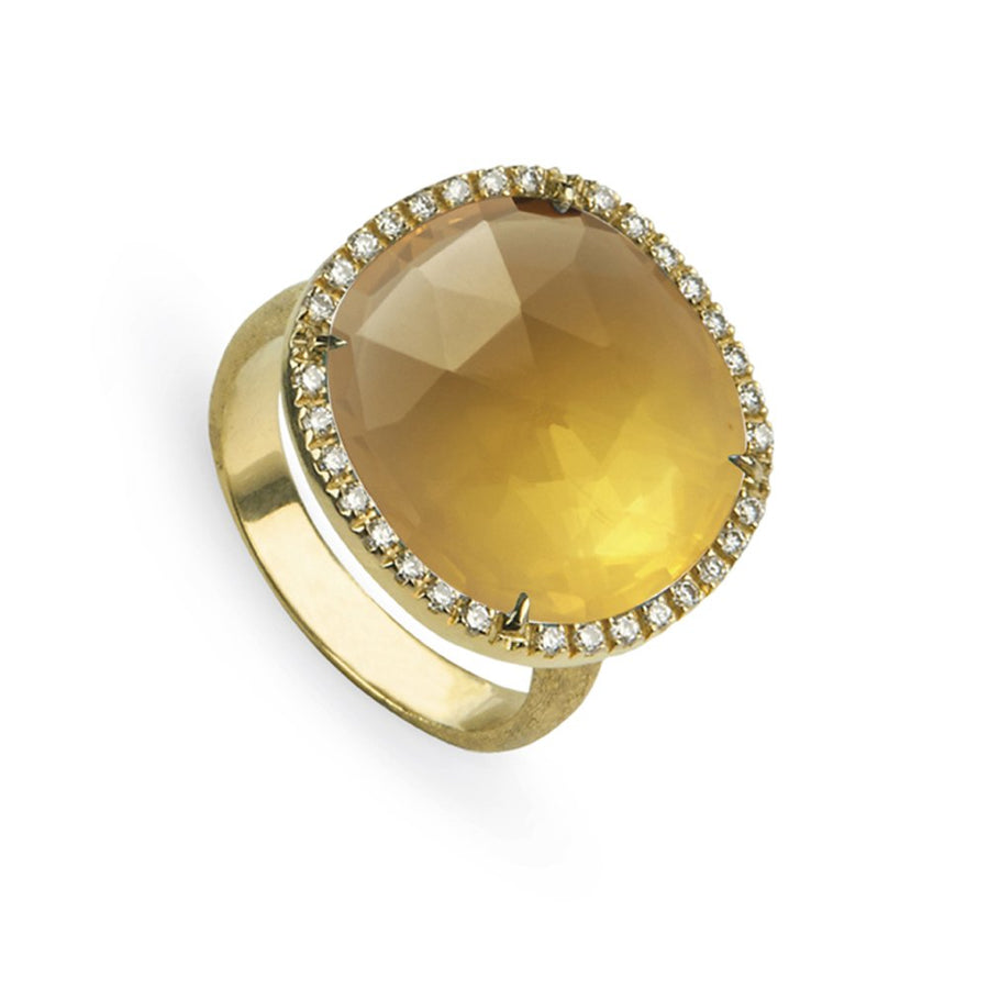 18ct Yellow Gold Diamond & Yellow Quartz Jaipur Ring