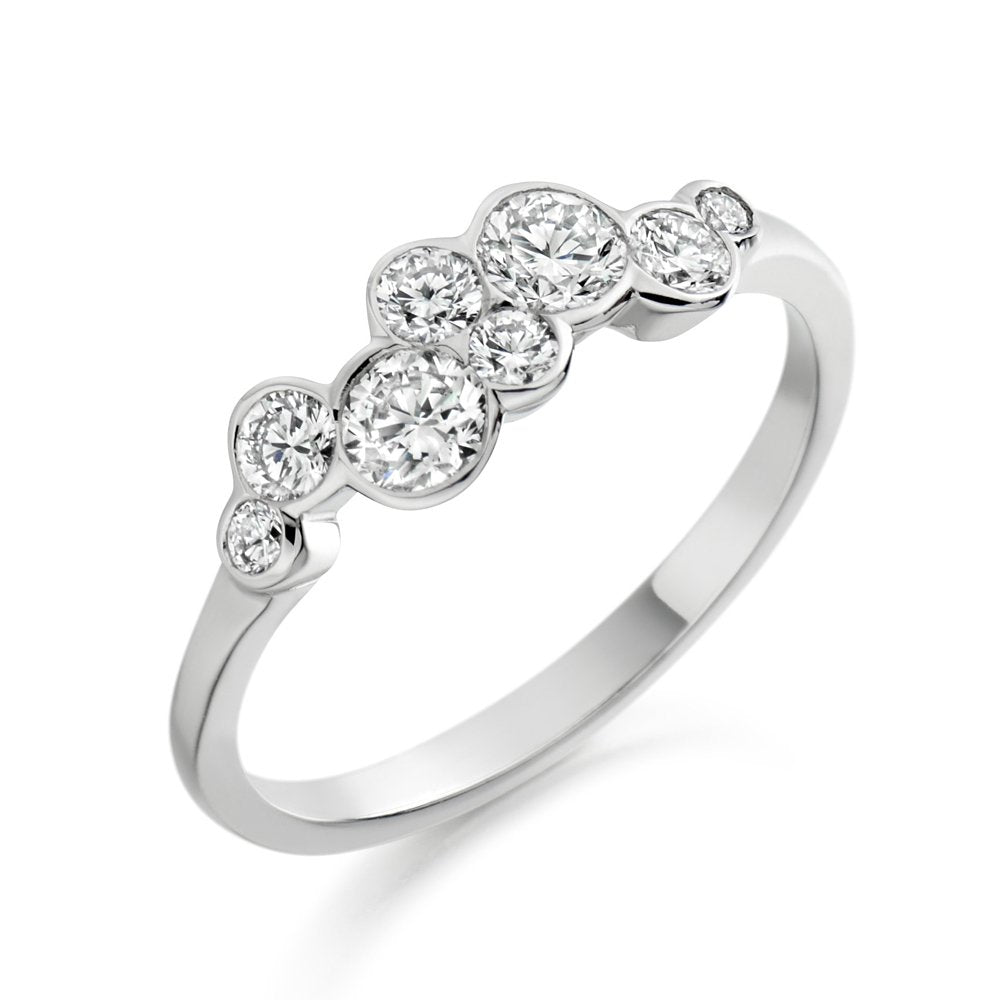 18ct White Gold Rubover Set Brilliant Cut Diamond Ring