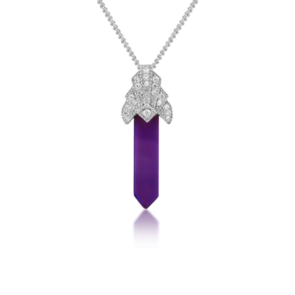 Sterling Silver Amethyst Sword Pendant & Chain