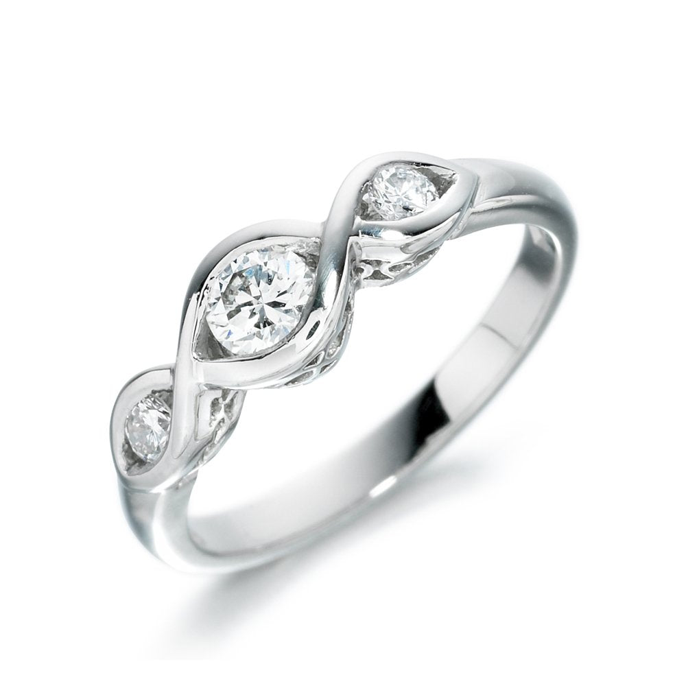 18 White Gold Three Stone Diamond Ring 1I16A