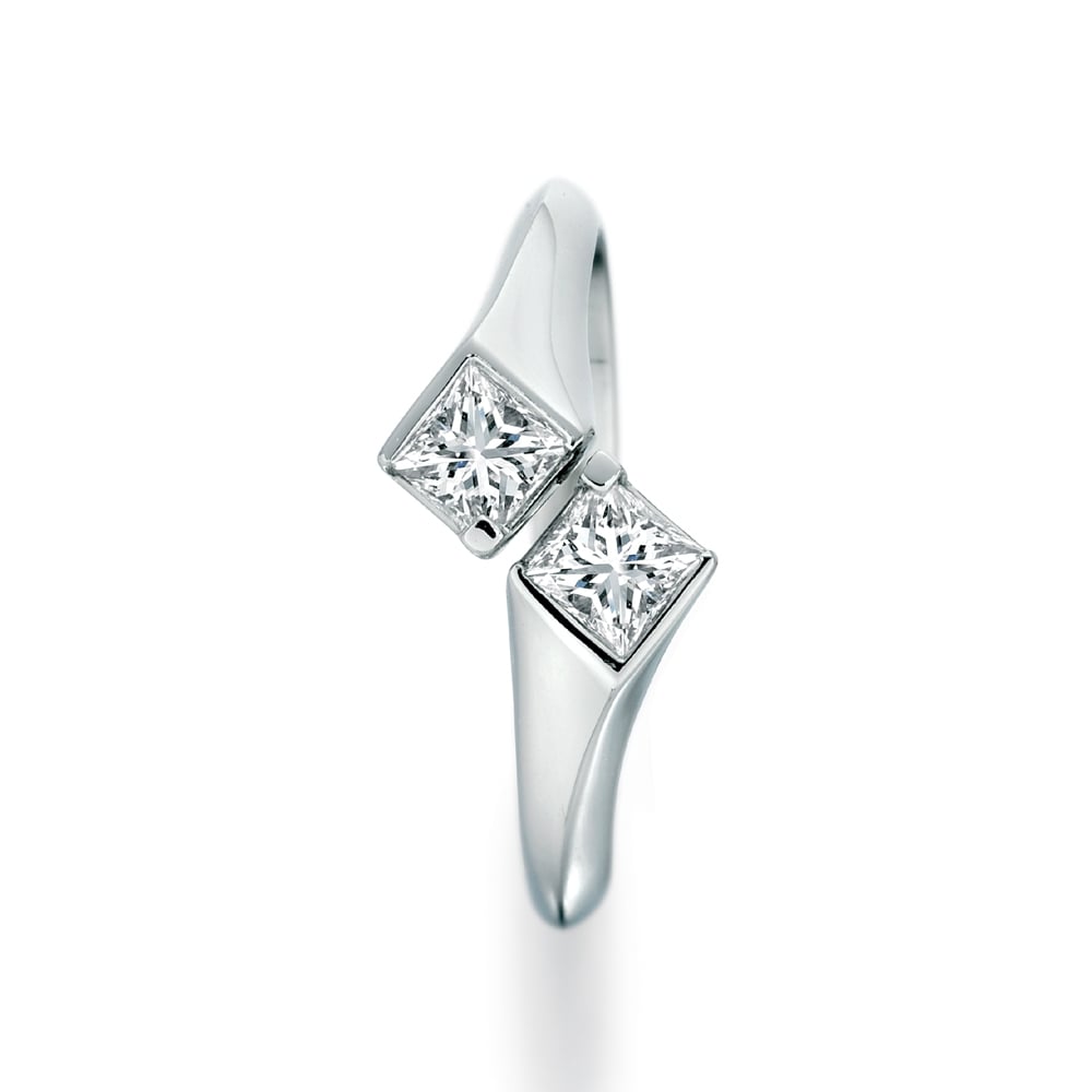 Two Stone Princess Cut Diamond Ring