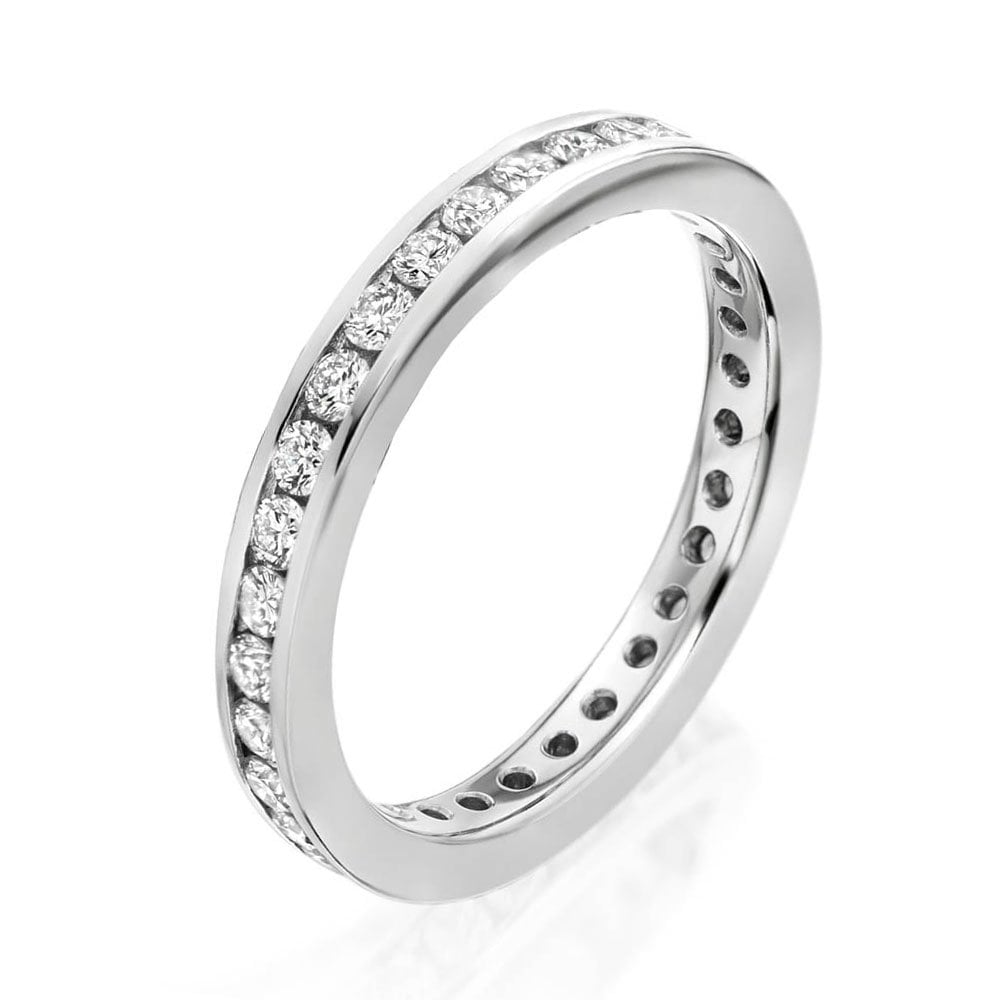 Platinum Full Channel set Diamond Eternity Ring