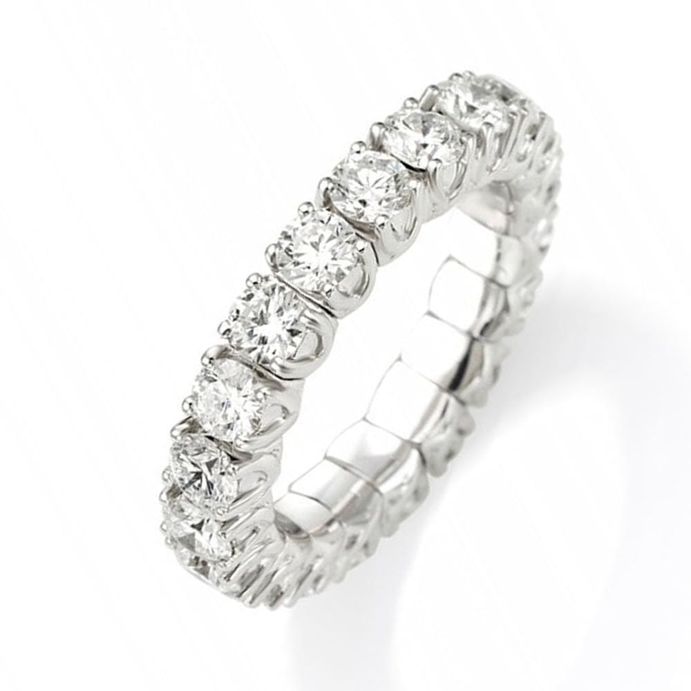 18ct White Gold Claw Set Diamond Expandable Eternity Ring