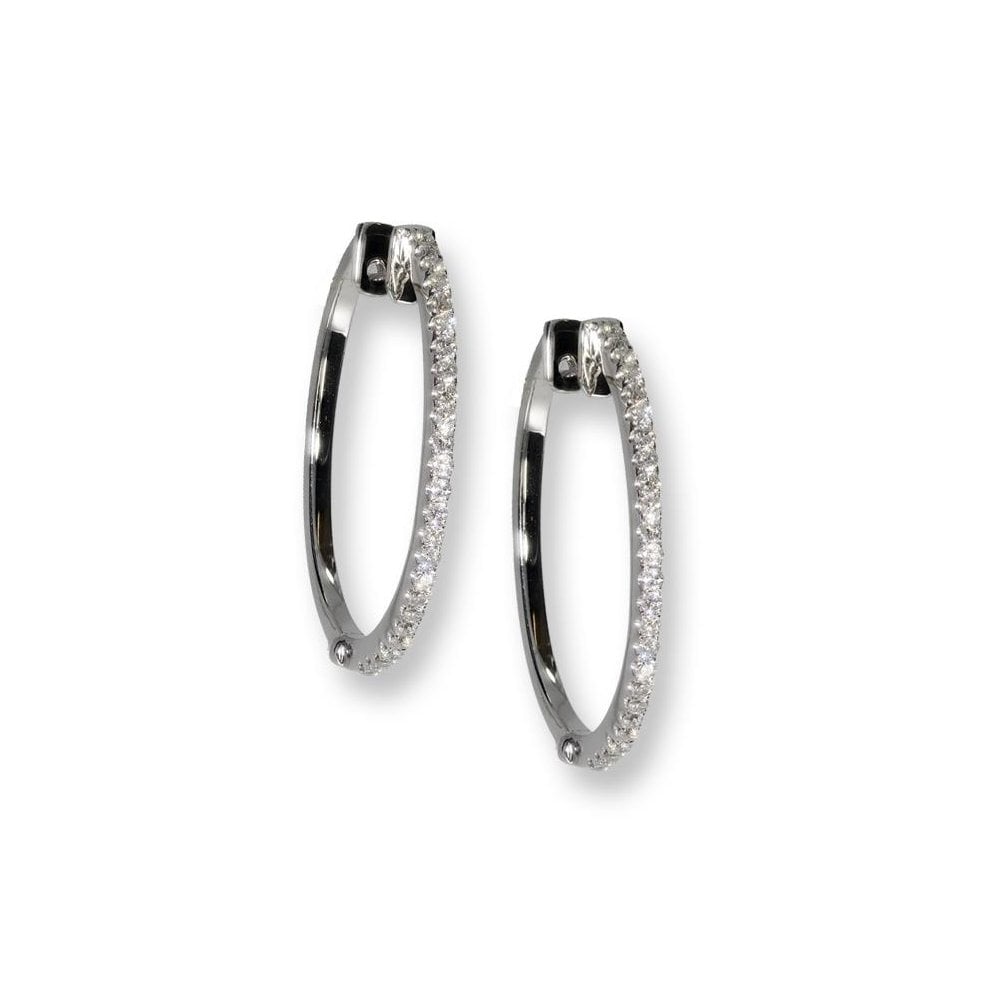 18ct White Gold Diamond Claw Set Hoops 0.47ct Total
