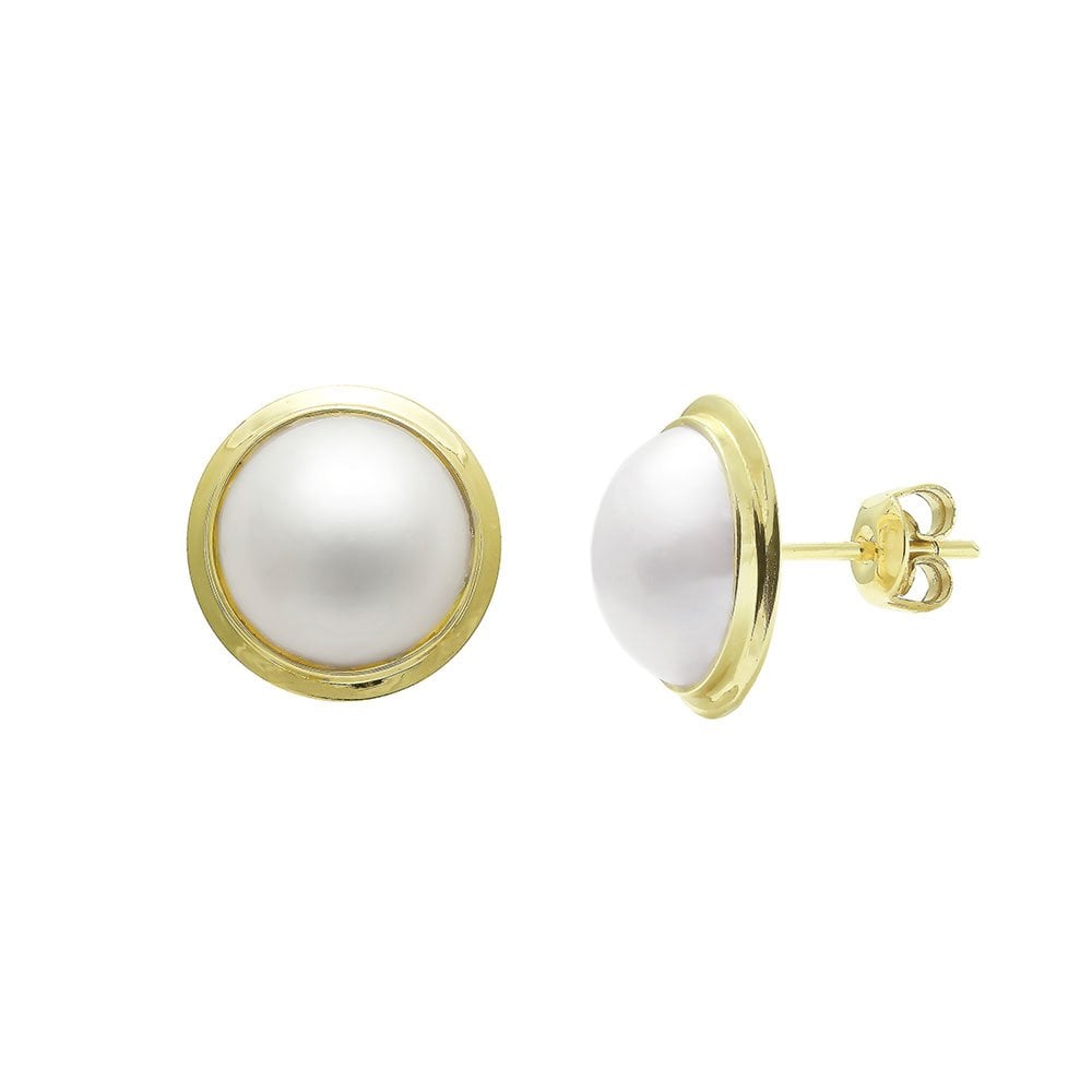 9ct Yellow Gold Mabe Pearl Stud Earrings