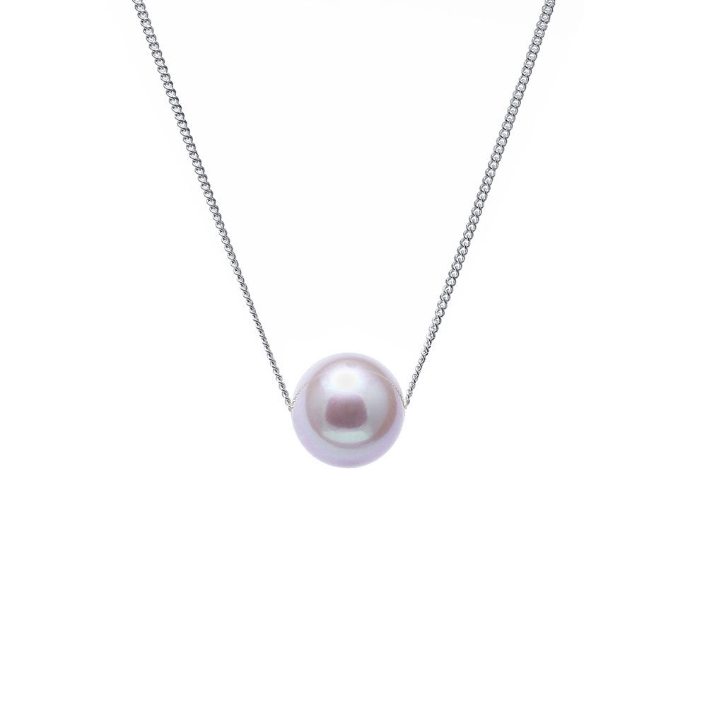 9ct White Gold Pink Cultured River Pearl Necklace