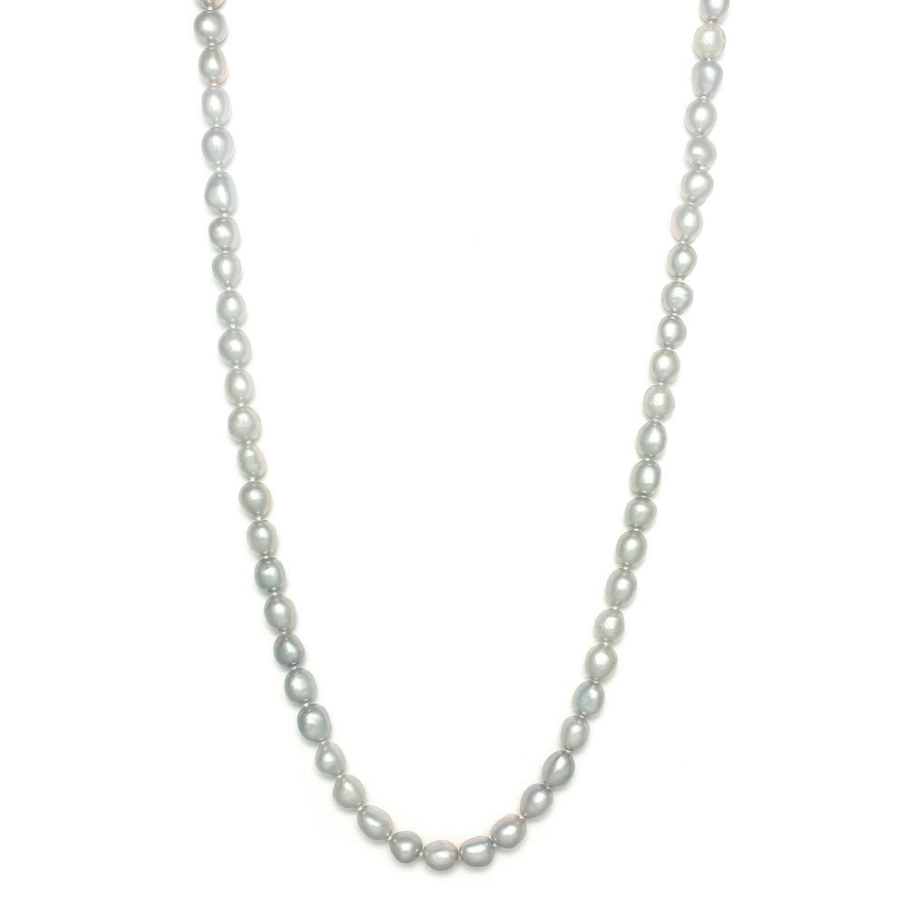 Grey Cultured Pearl Long Necklace