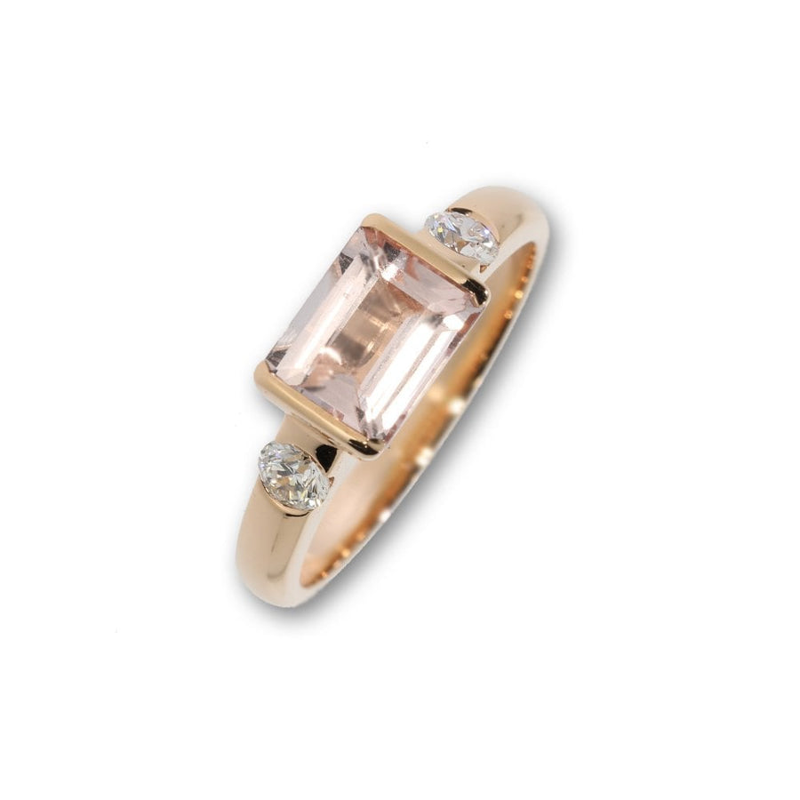 18ct Rose Gold Morganite and Diamond ring