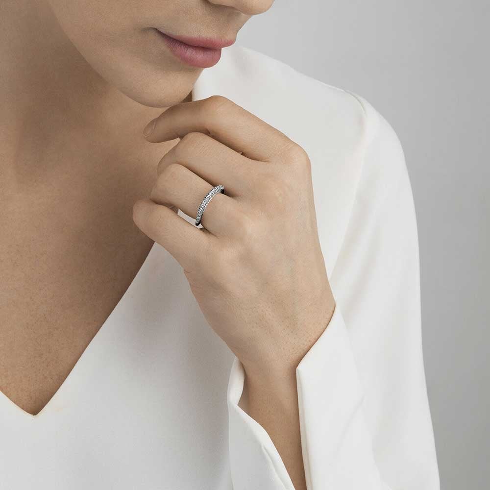 Offspring Sterling Silver Pave Diamond Ring