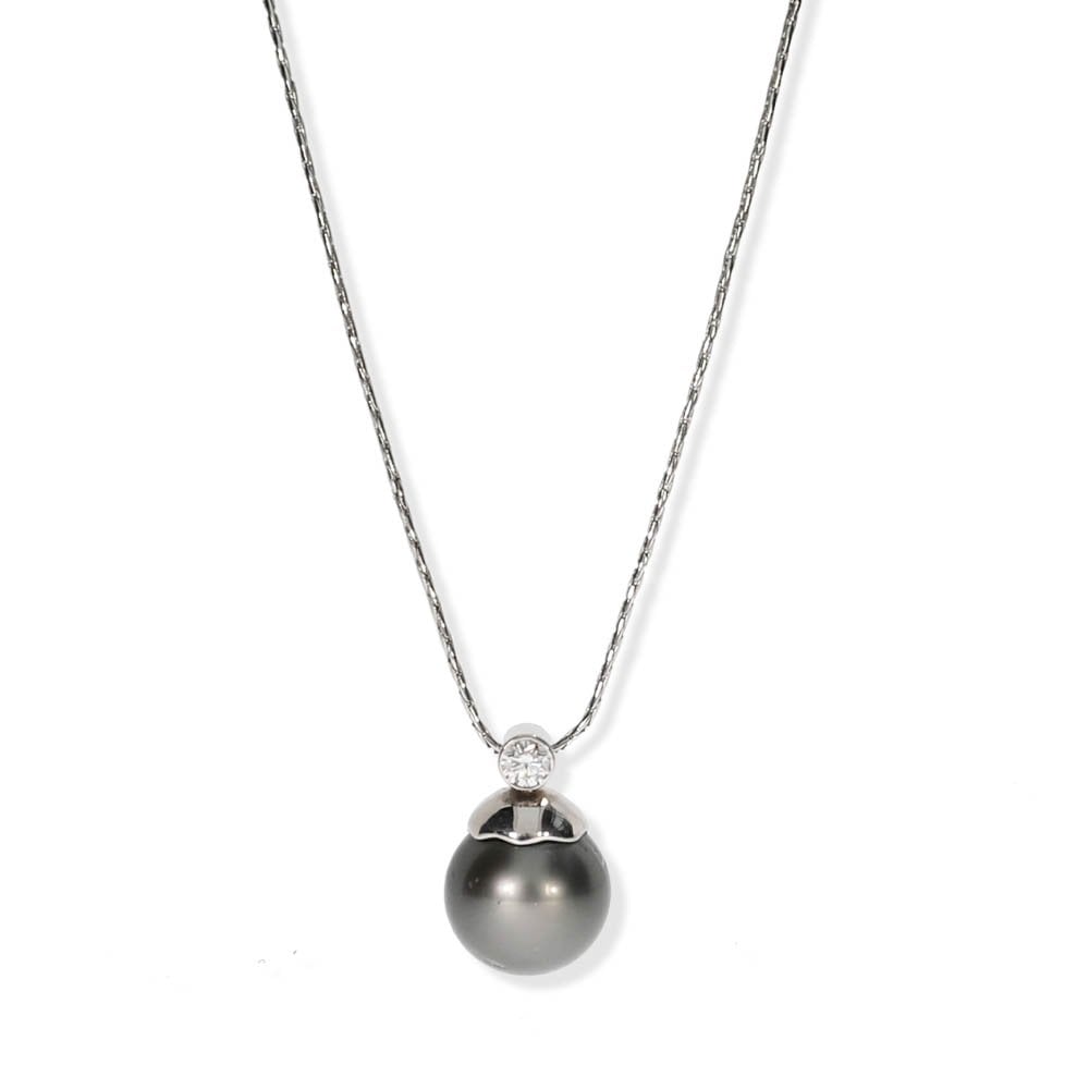 Black Tahitian Pearl and Diamond Pendant