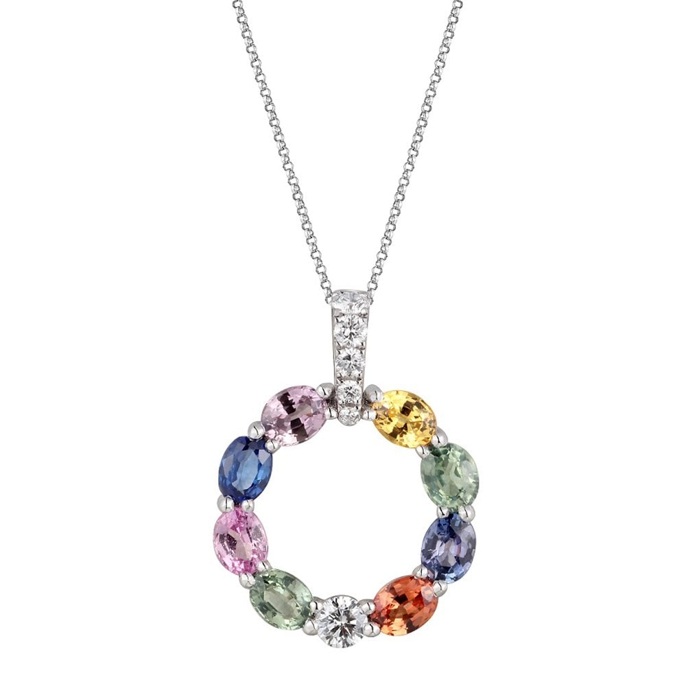 Fancy Sapphire & Diamond Circle Pendant