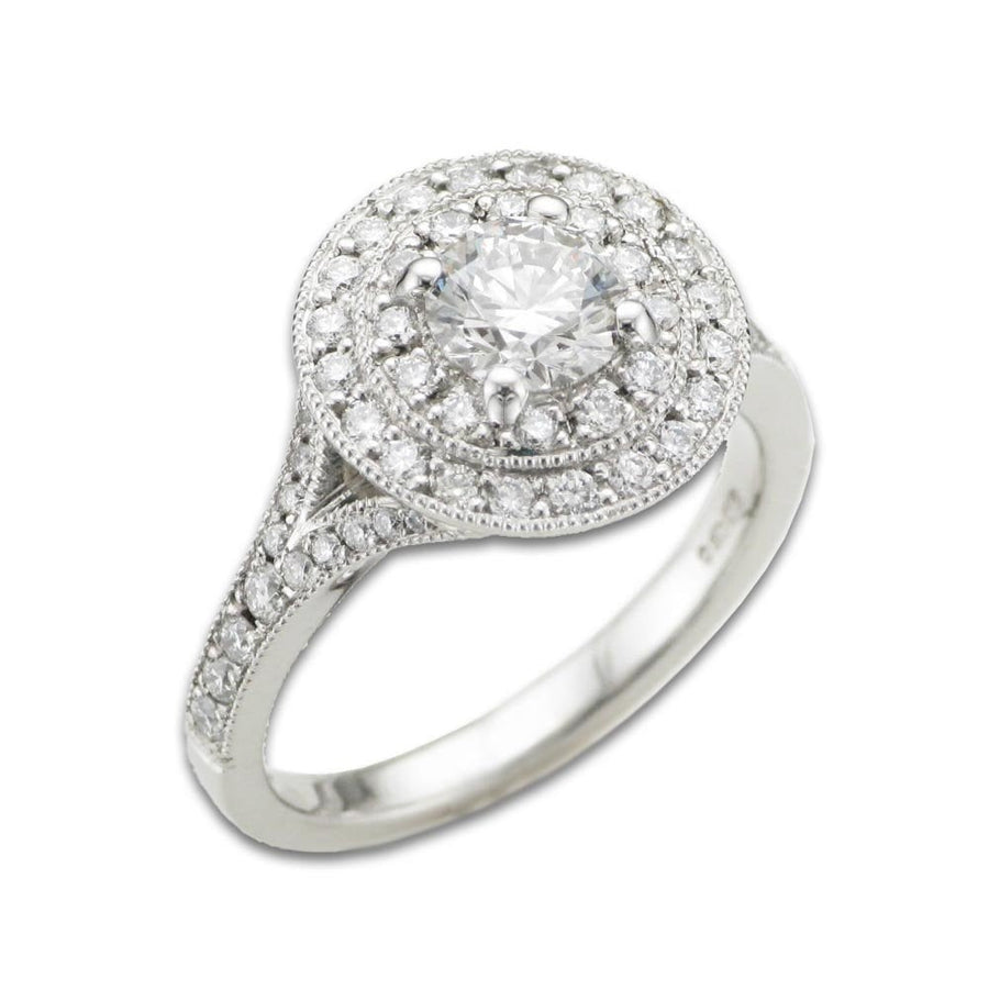 Platinum Diamond Double Row Halo Ring