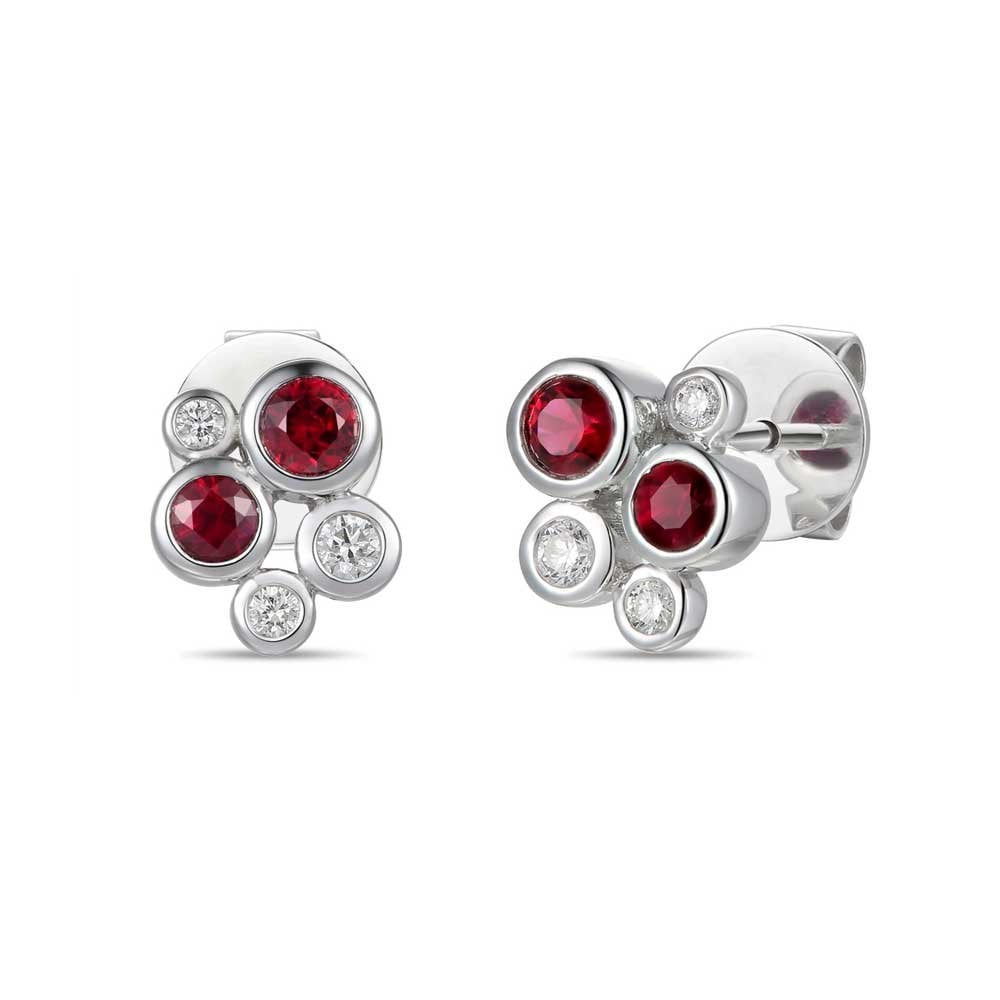 18ct White Gold Diamond and Ruby Earrings