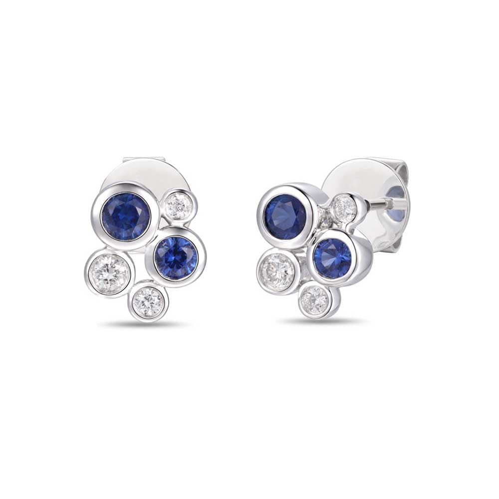 18ct White Gold Diamond and Sapphire Earrings