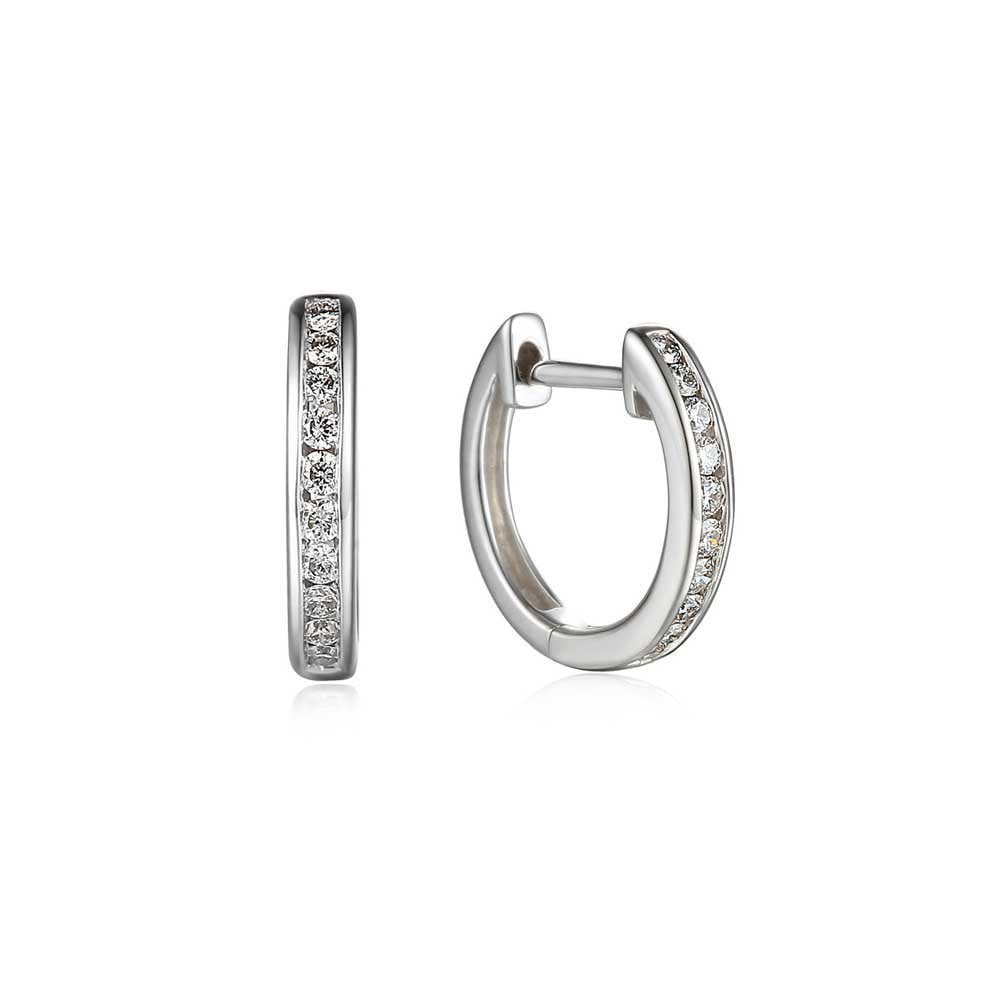18ct White Gold Diamond Huggie Hoops