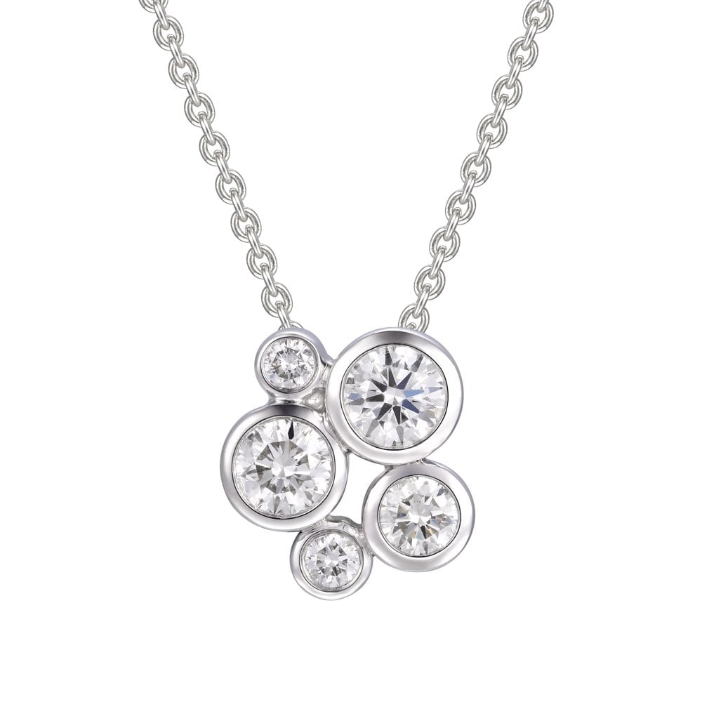 18ct White Gold Diamond Bubble Pendant
