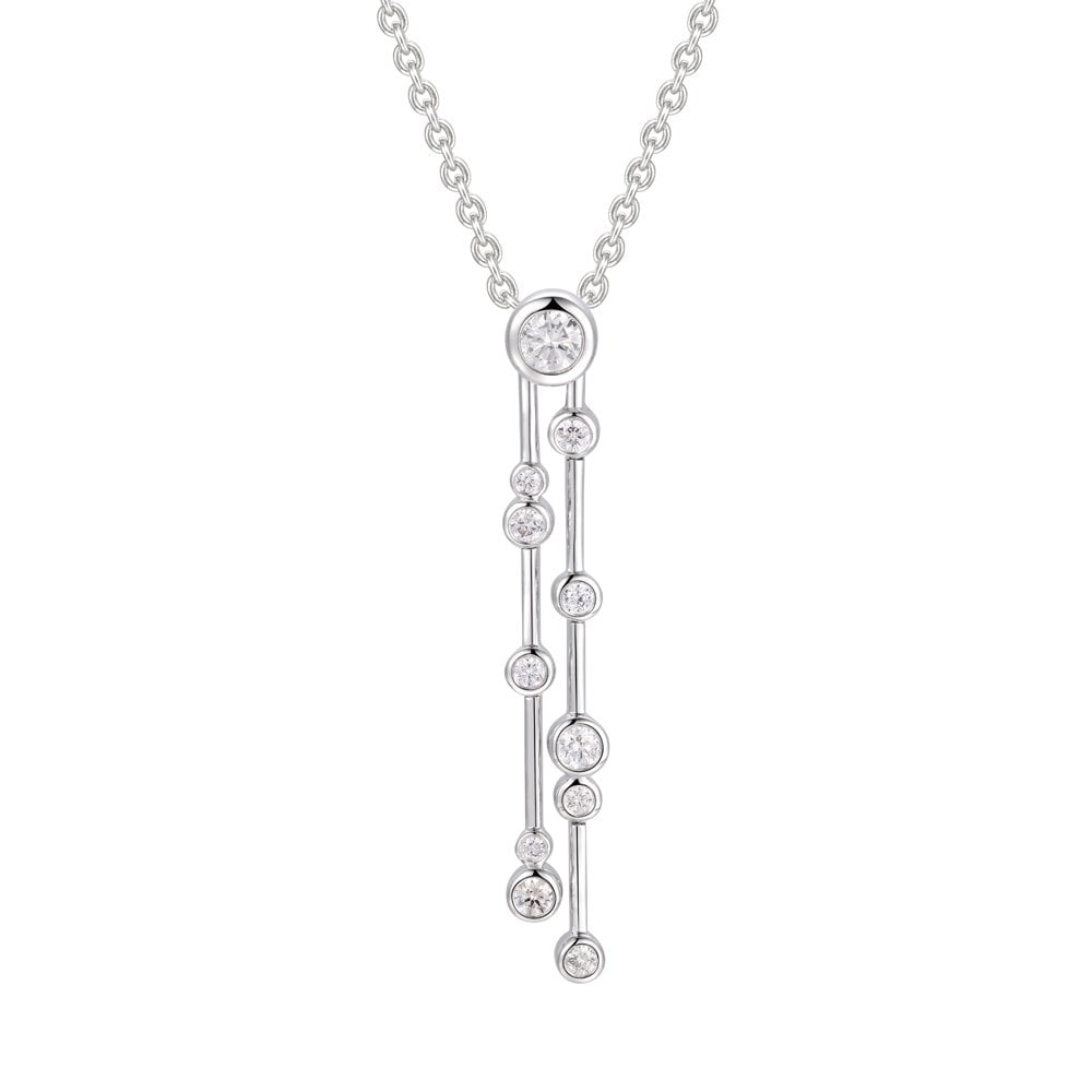 18ct White Gold Double Strand Diamond Pendant