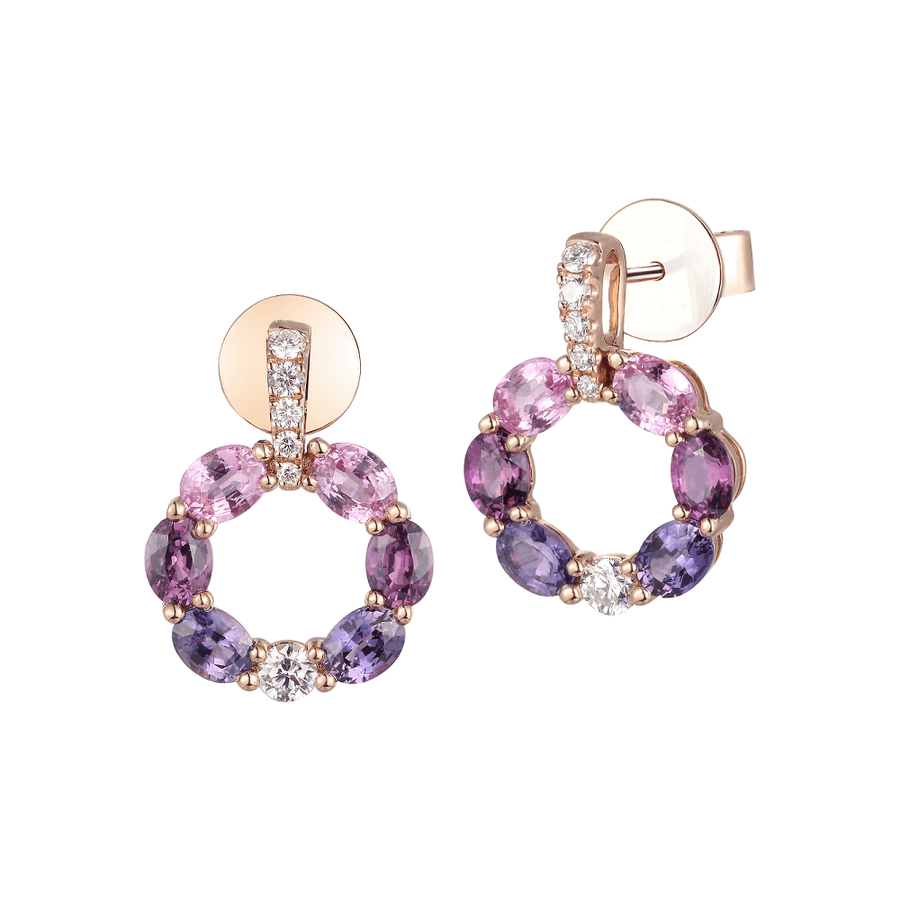18ct Rose Gold Sapphire and Diamond Eternity Circle Earrings