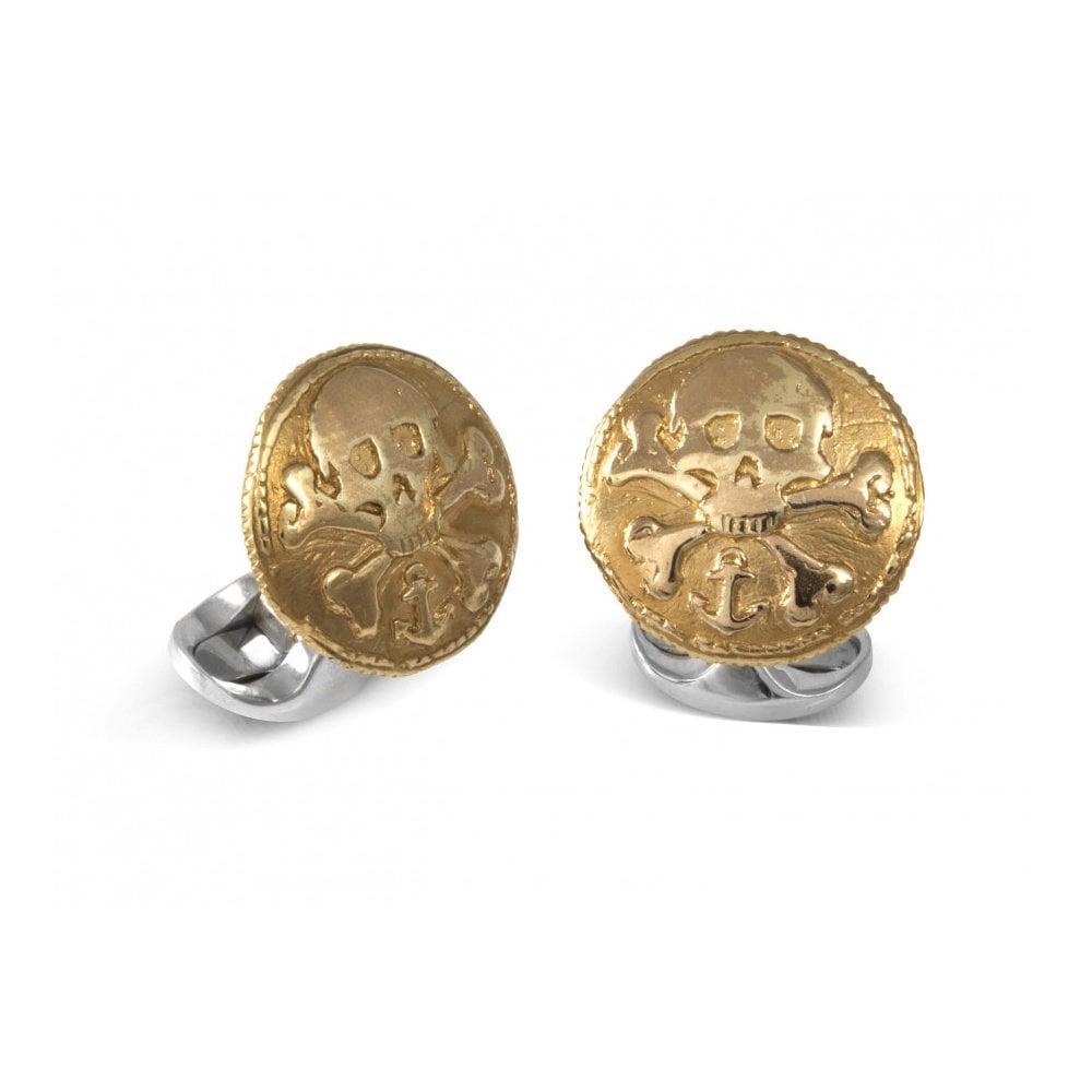 Skull & Crossbones Sterling Silver and Gold Plate Coin Limited Edition Cufflinks