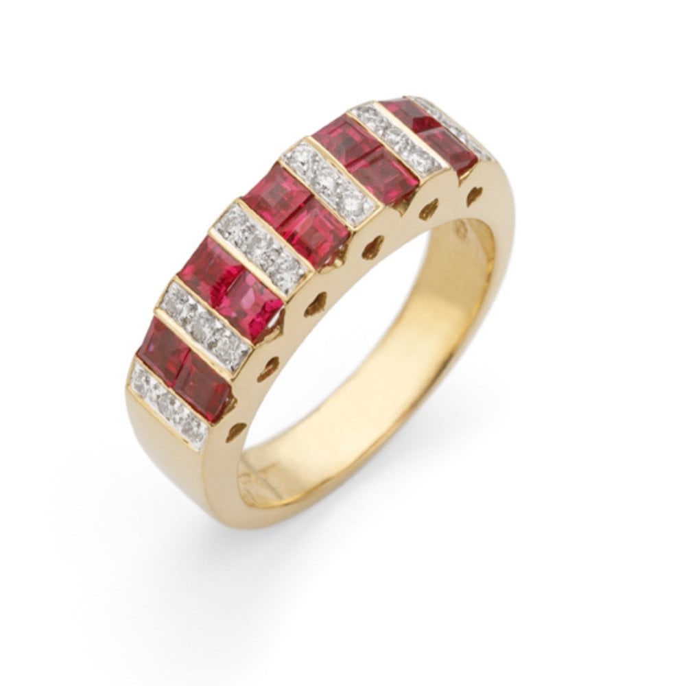 18ct Yellow Gold Ruby & Diamond Ring