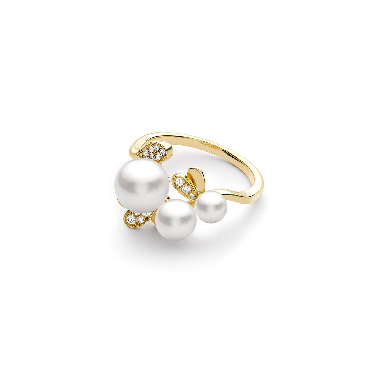 18ct Yellow Gold Akoya Cultured Pearl & Diamond Ring