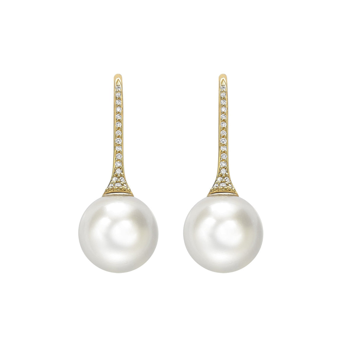 18ct Yellow Gold Cultured Pearl & Diamond Drop Earrings