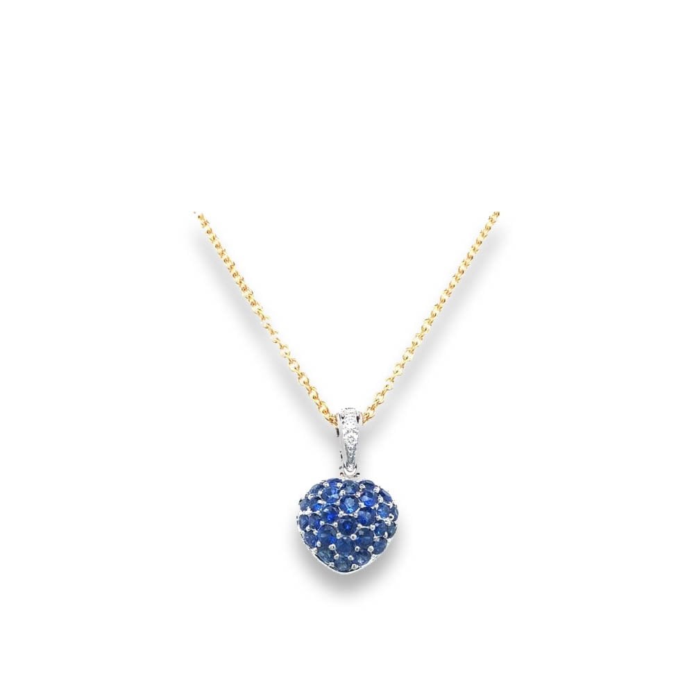 18ct White Gold Sapphire & Diamond Heart Pendant.