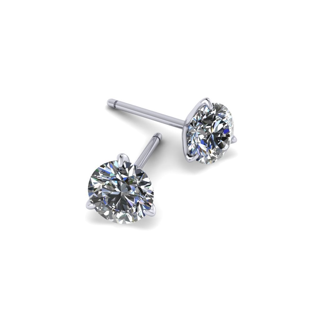 18ct White Gold Diamond Studs in Martini Style Setting