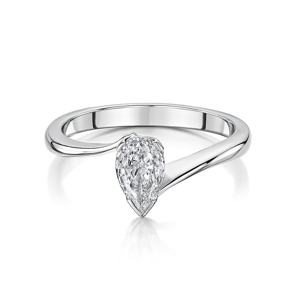 Pear Diamond Crossover Style Ring