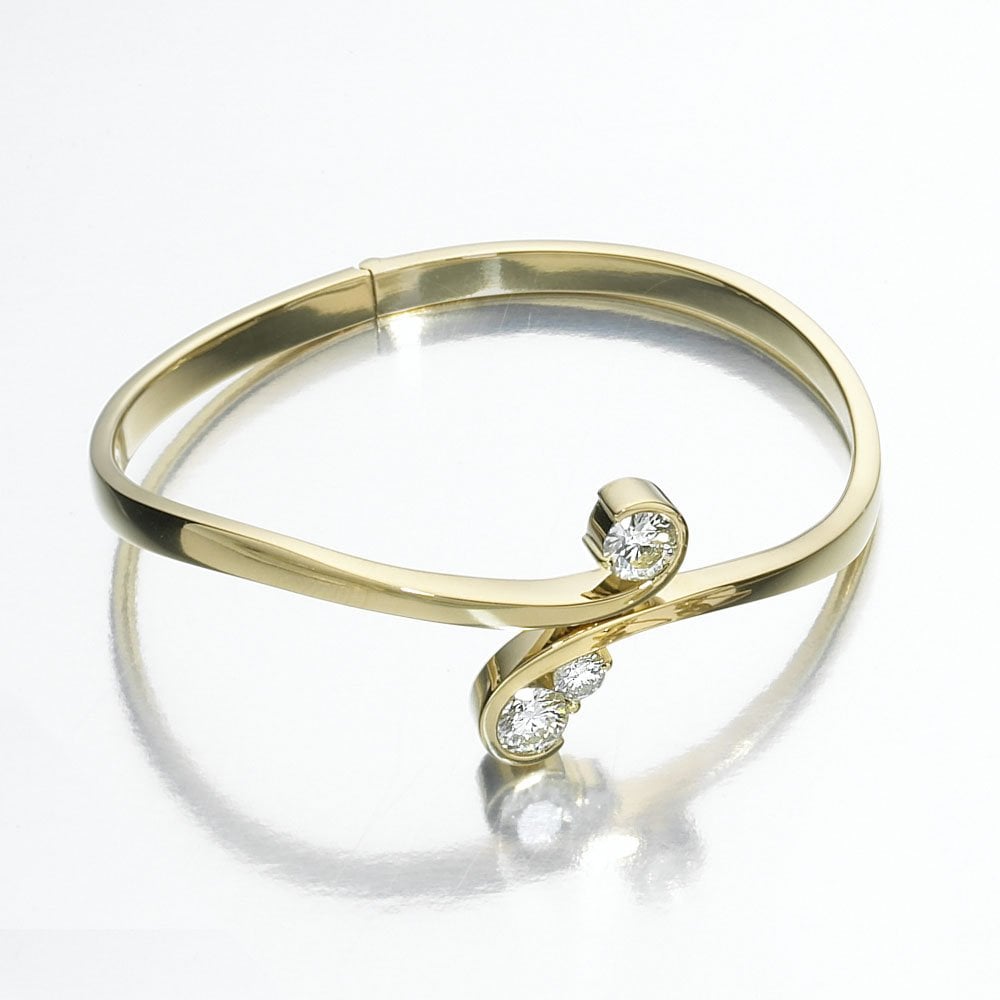 Yellow Gold Diamond Trilogy Bangle