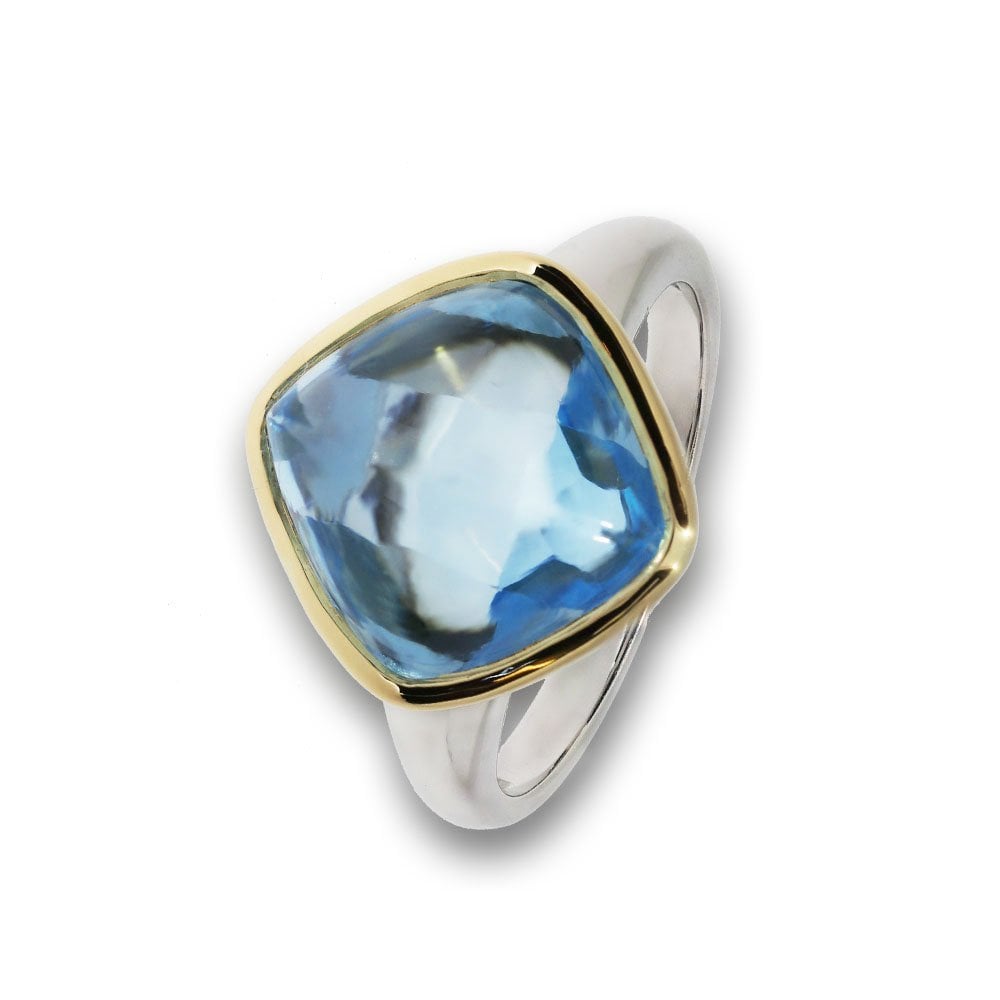 White and Yellow Gold Topaz Ring