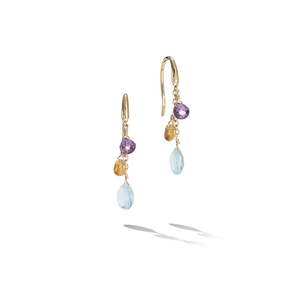 18ct Yellow Gold Diamond & Mixed Gemstone Short Earrings