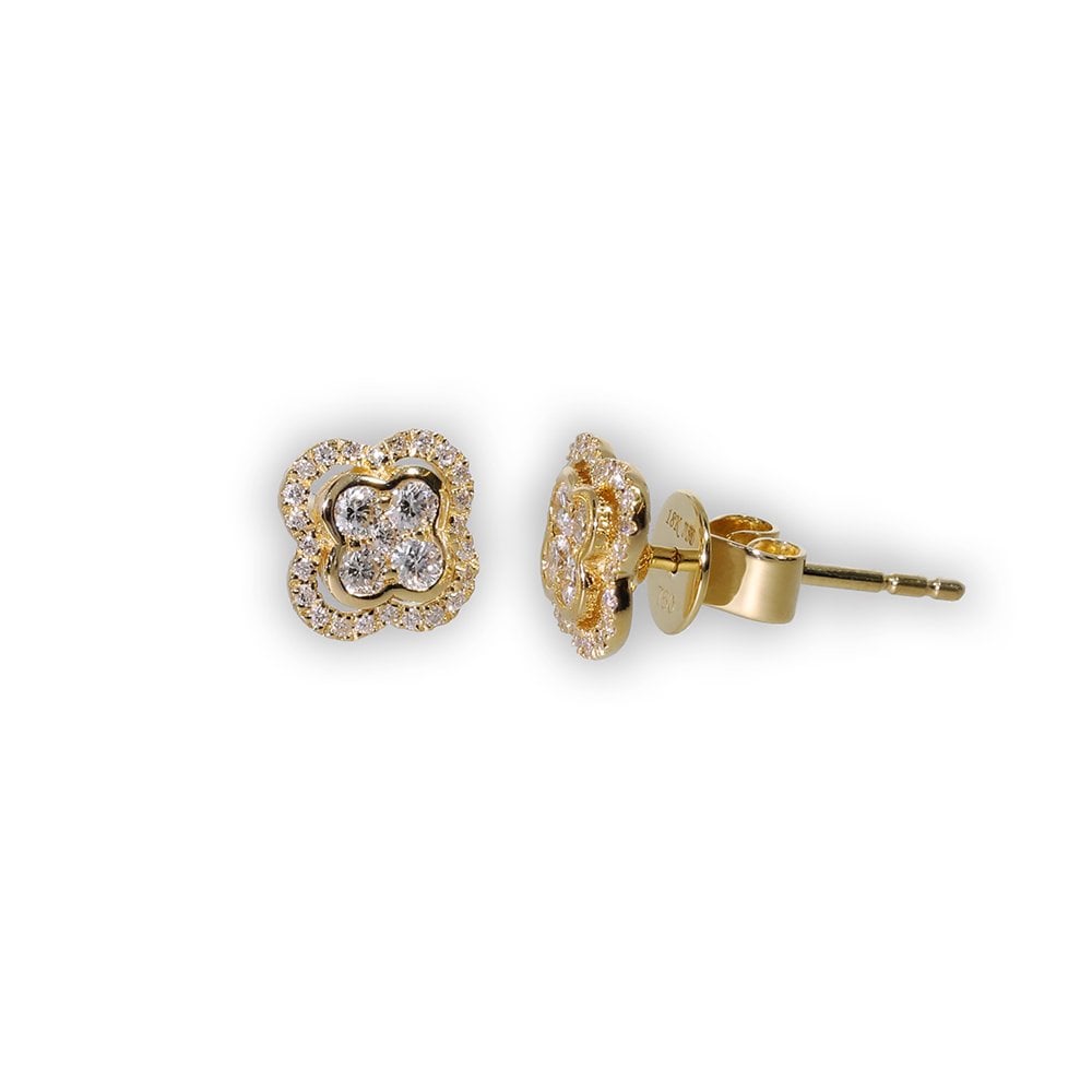 18ct Yellow Gold Diamond Halo Studs