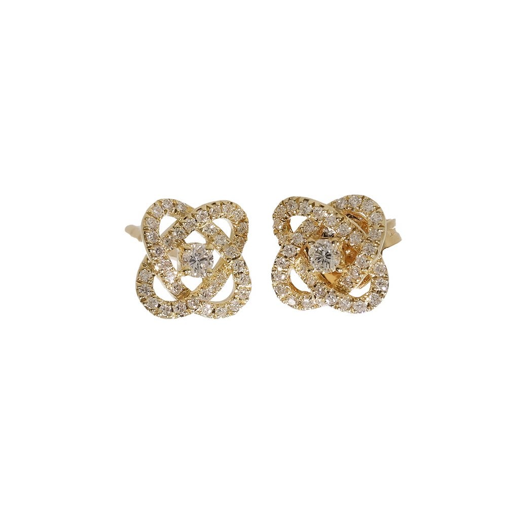 18ct Yellow Gold Diamond Knot Earrings