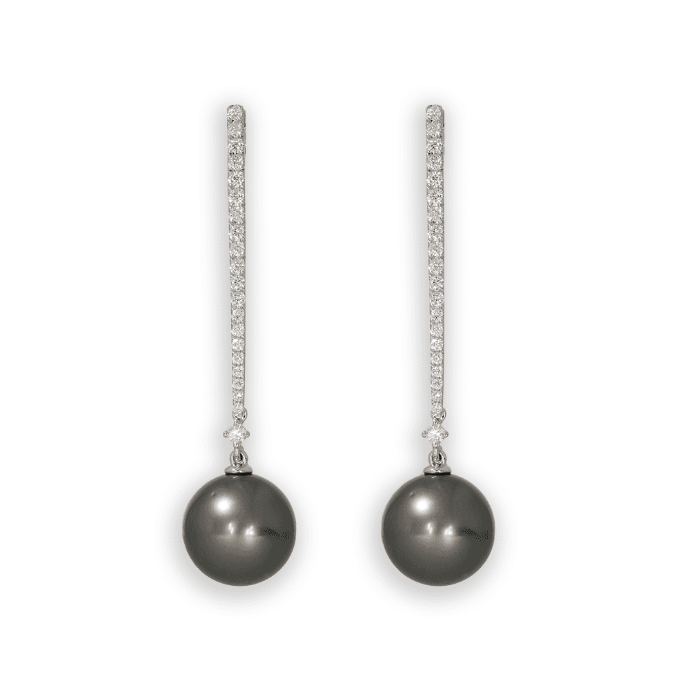 Tahitian Pearl Diamond Drop Earrings