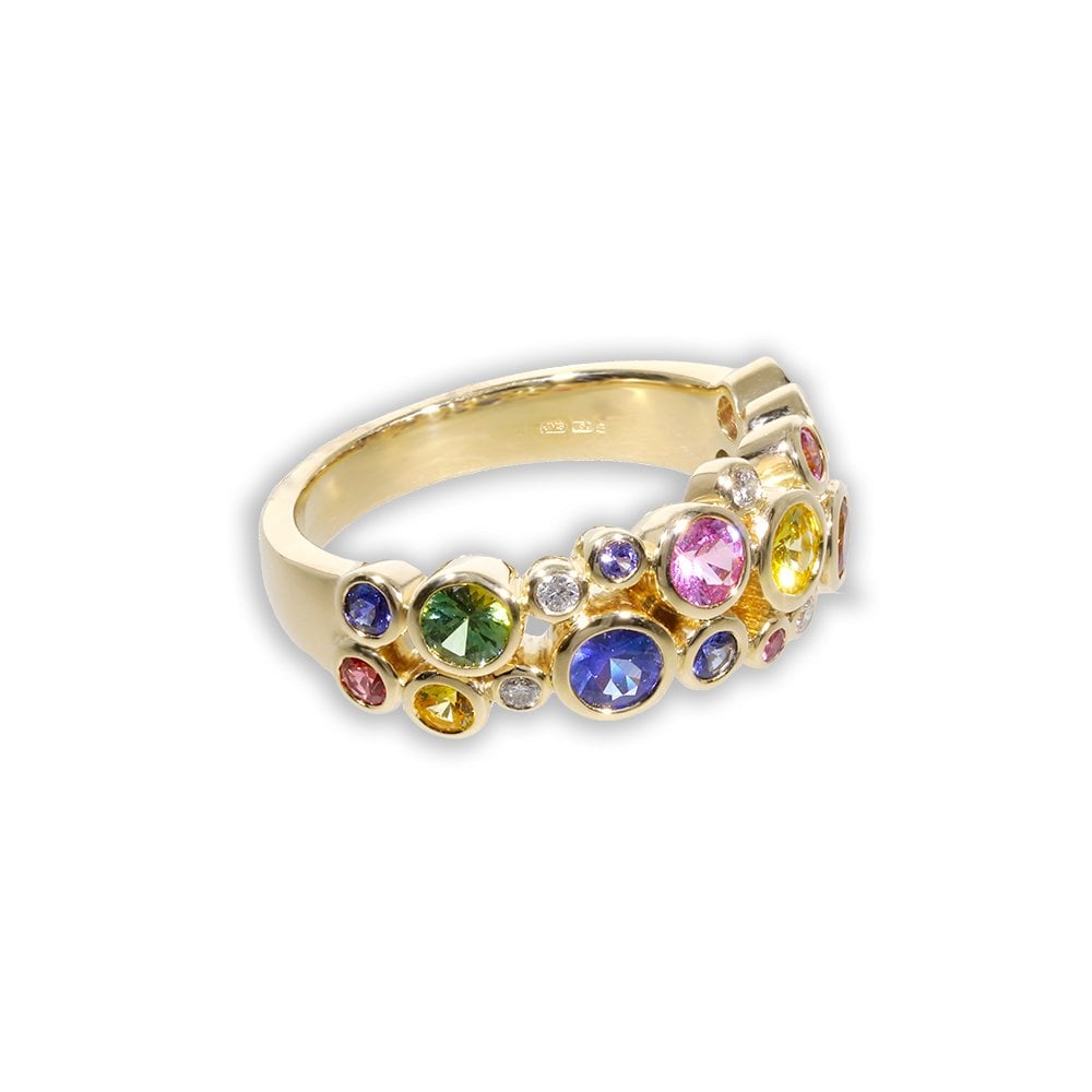 18ct Yellow Gold Multicolour Sapphire Ring