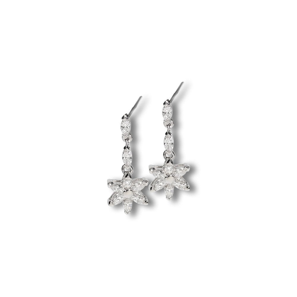 Marquise Diamond StarFlower Drop Earrings