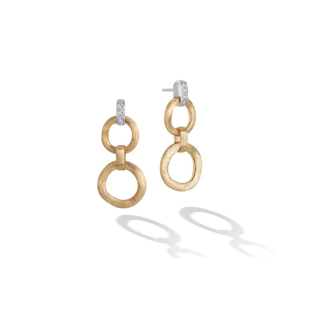 Jaipur Double-Drop 18ct Yellow Gold Diamond Earrings