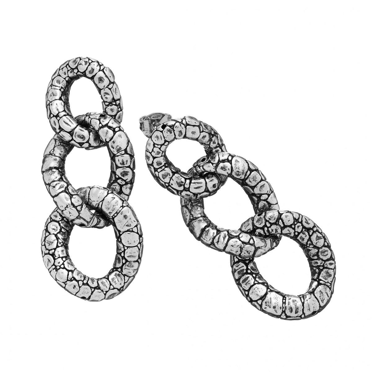 Giovanni Raspini Croco Long Silver Earrings