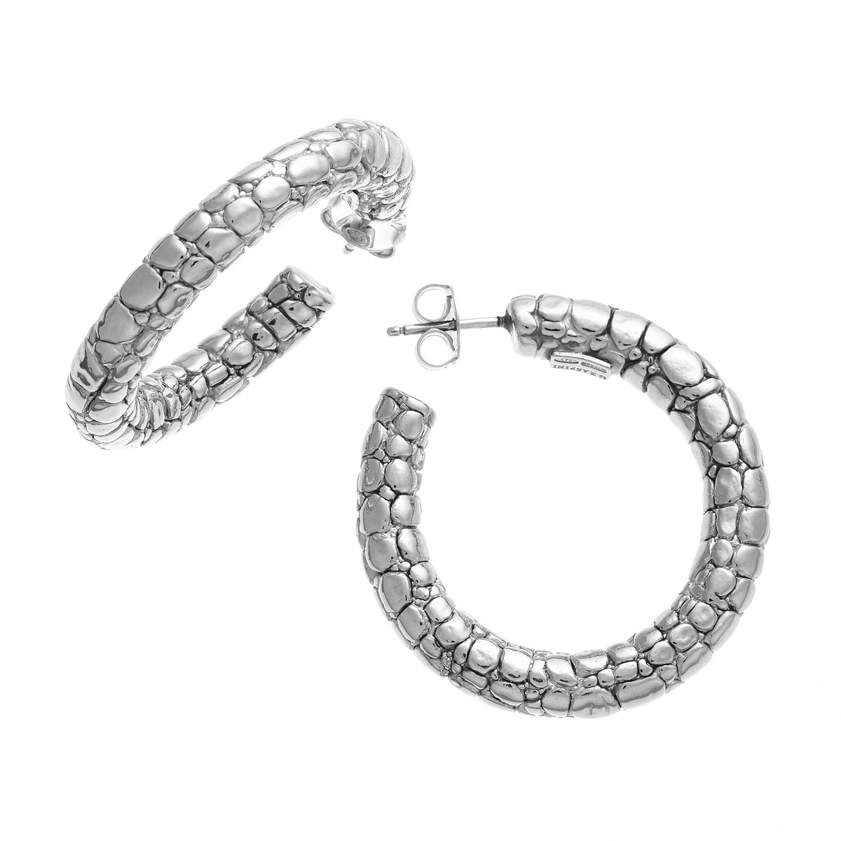 Giovanni Raspini Crocodile Silver Hoop Earrings