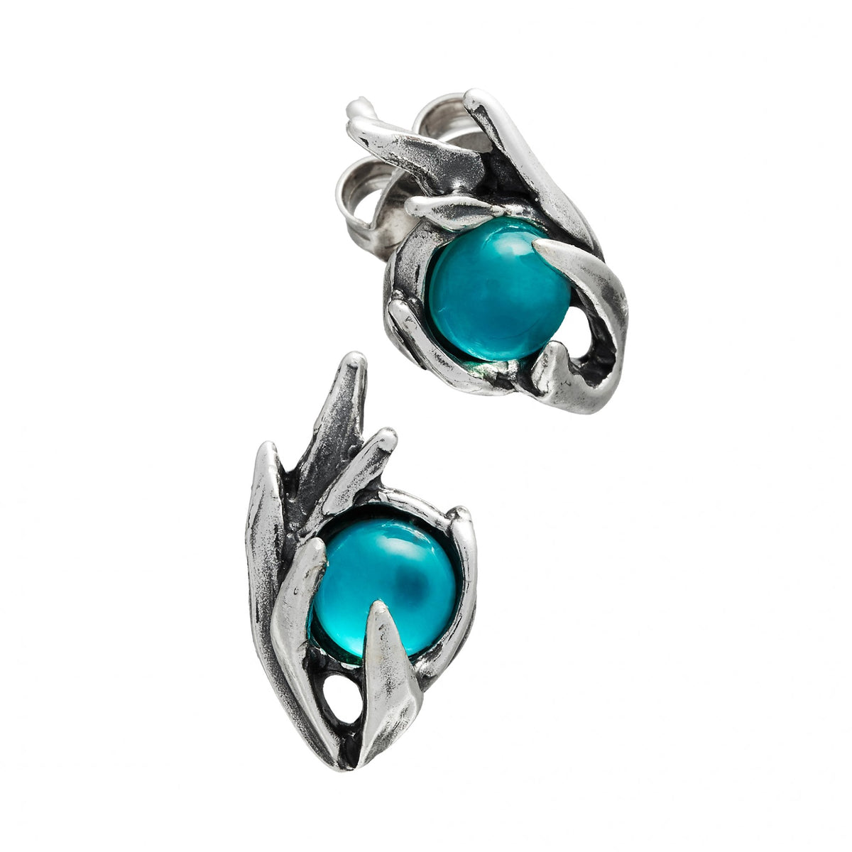 Giovanni Raspini Posidonia Stud Earrings in Sterling Silver, Mother of Pearl and Quartz
